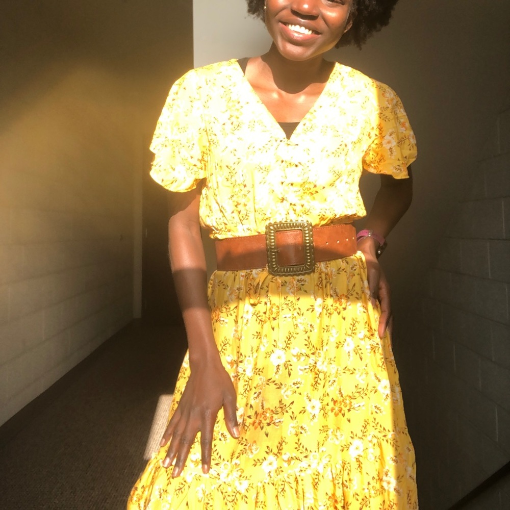 floral print laced up maxi dress